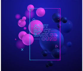 Abstract colorful composition with trend geometric elements, 3d balls. Modern. Vector illustrator. Blue and pink. Smartphone, mobile resolution. eps 10