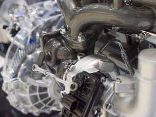 Close up detail of tuned car engine