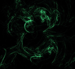 Abstract ufo green fractal background. Fantasy fractal texture. Digital art. 3D rendering. Computer generated image.