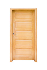 Isolated modern, wooden room door