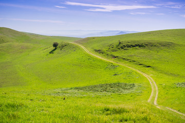 Trail on the verdant hills of south bay, San Francisco bay area, San Jose, California