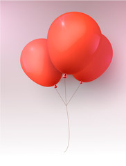 Composition of red ballons, greeting and holiday concept. Vector illustration