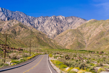 Road leading to the Palm Springs Aerial Tramway, Mount San Jacinto, California