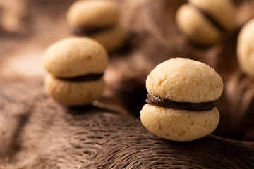 Baci di dama biscuits. Italian biscuits