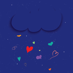 Cloud with hand drawn hearts-Valentine's Day concept.Vector illustration.