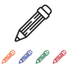 Outline Pencil vector icon isolated on white background. Linear symbol for mobile app and web design.