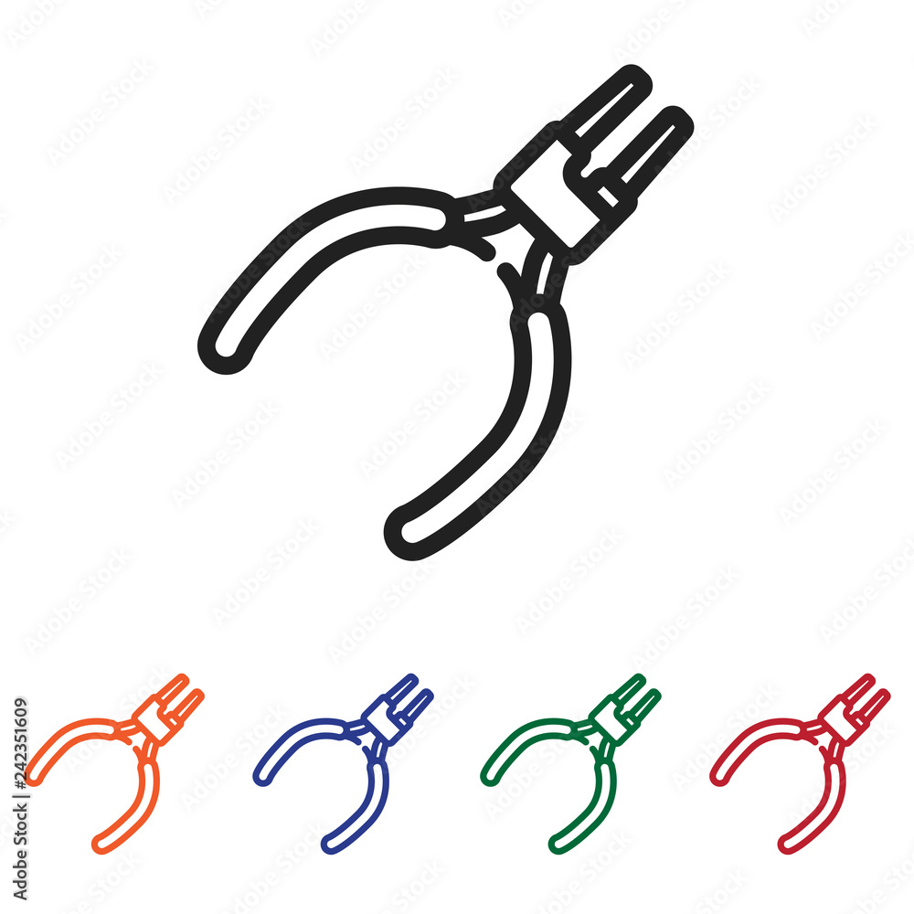 Poster outline pliers icon vector isolated on white background. modern, linear vector sign for mobile app a