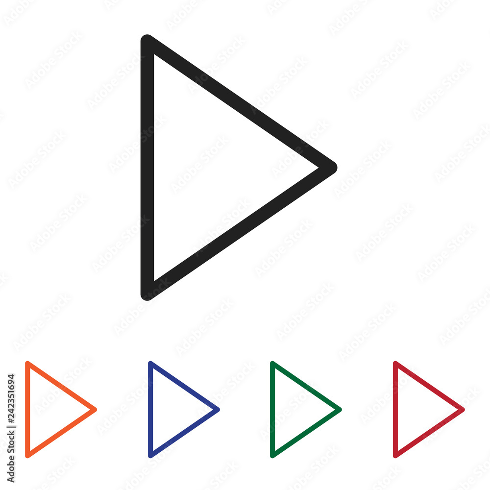 Poster outline play button icon vector isolated on white background. modern, linear vector sign for mobile 