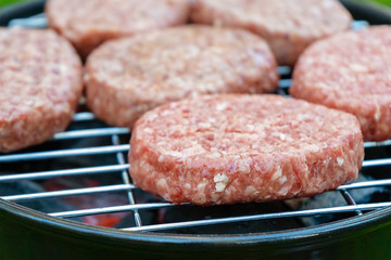 Cutlets fried on coals. Barbecue in the woods