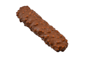 Chocolate bar with nuts isolated on white background