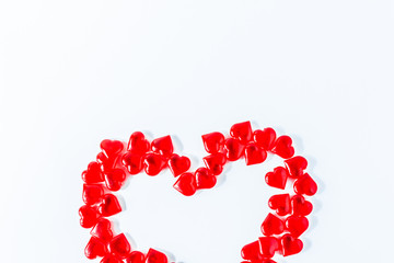 Valentine Hearts Background. Valentines Red. Valentine day white background with red hearts