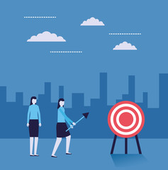 business women looking target