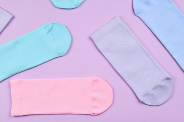 Colorful collection of cotton socks.