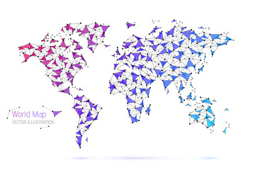 Fototapeta premium Polygonal abstract world map. Modern colorful gradient. Vector illustration. 