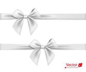 White bow with ribbon. Vector.