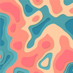 Abstract elevation map.Green paper cut out in trendy style