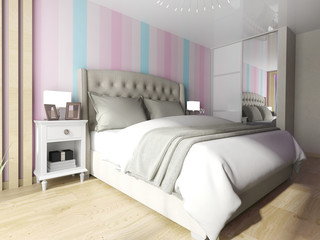 Modern interior bedroom. 3 d rendering