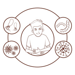 young man sick cartoon