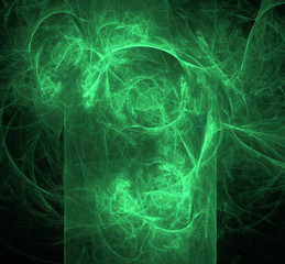 Abstract ufo green fractal background. Fantasy fractal texture. Digital art. 3D rendering. Computer generated image.