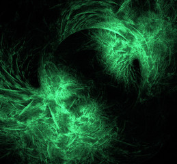 Abstract ufo green fractal background. Fantasy fractal texture. Digital art. 3D rendering. Computer generated image.