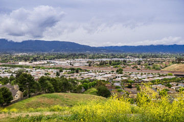 Fototapeta na wymiar Aerial view of residential neighborhood, San Jose, California