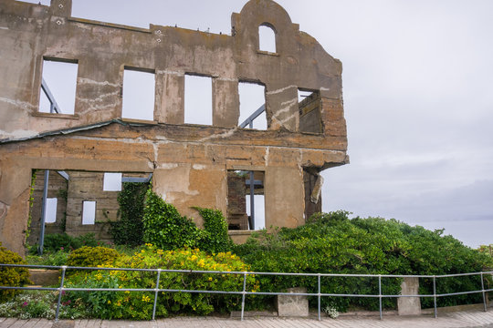 The ruins of an old building, Alcatraz island, San Francisco bay, California