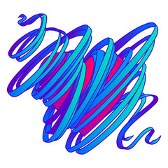 Heart with ribbons illustration for Valentine's day. Vector drawing of a heart entangled in laces for cards, backgrounds, banners, posters, wallpapers, web and print designs for romantic occasion.