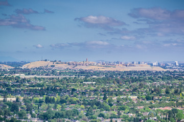 View towards Communications Hill and downtown San Jose from Santa Teresa County Park, San Francisco bay area, California