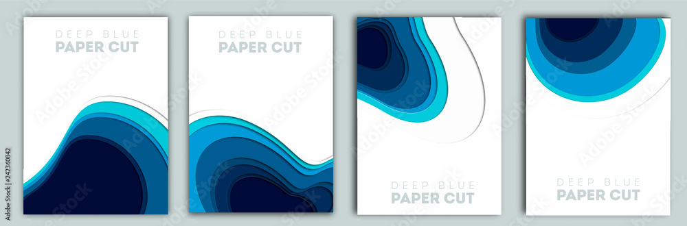 Aufkleber 3d abstract blue background with deep paper cut shapes. modern. vector design layout for business pr