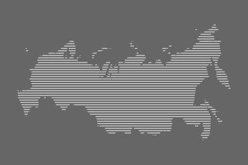 Russia map vector using white straight lines pattern on black background illustration