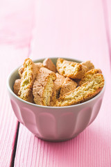 Sweet cantuccini biscuits.
