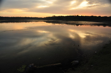 sunset on lake