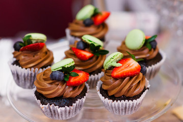 Chocolate Brownies with strawberries