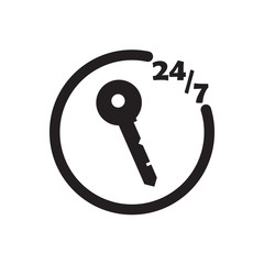 247 locksmith icon black vector design illustration - obrazy, fototapety, plakaty