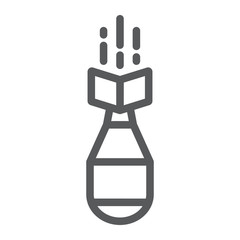 Nuclear bomb line icon, weapon and military, air bomb sign, vector graphics, a linear pattern on a white background.