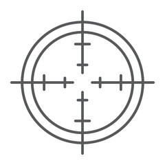 Aim thin line icon, focus and circle, target sign, vector graphics, a linear pattern on a white background.