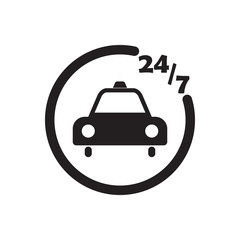 247 taxi icon black vector design illustration