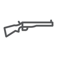 Shotgun line icon, weapon and military, rifle sign, vector graphics, a linear pattern on a white background.