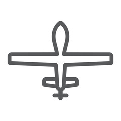 Unmanned aerial line icon, military and vehicle, drone sign, vector graphics, a linear pattern on a white background.