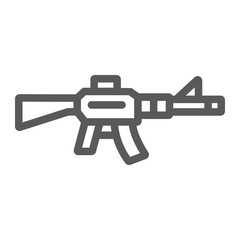 Automatic rifle line icon, army and war, gun sign, vector graphics, a linear pattern on a white background.