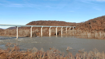 Fototapeta na wymiar Aerial view Norman-wood Bridge over the Susquehanna river in Holtwood PA
