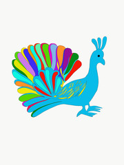 peacock bird vector drawing. colorful bird illustration. symbol of yazidi