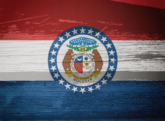 Flag of Missouri, USA, background, texture, blurred image, dirty