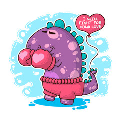 Vector illustration about Dinozaur in love © Giingerann