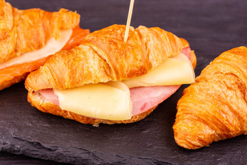 Croissant with cheese and ham