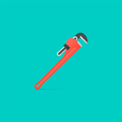 Pipe wrench icon in flat style. Vector