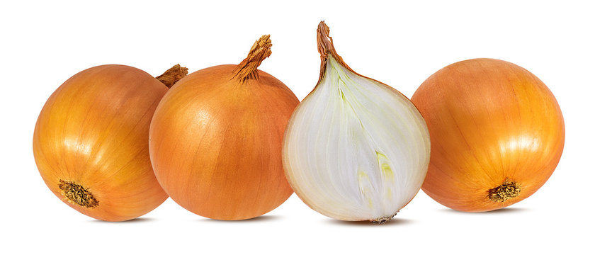 Fresh onion isolated on white background  with clipping path