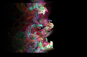 Green purple fractal background. Fantasy fractal texture. Digital art. 3D rendering. Computer generated image.