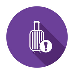 Baggage, luggage, suitcase, travel bag, vacation, warning icon. Vector illustration