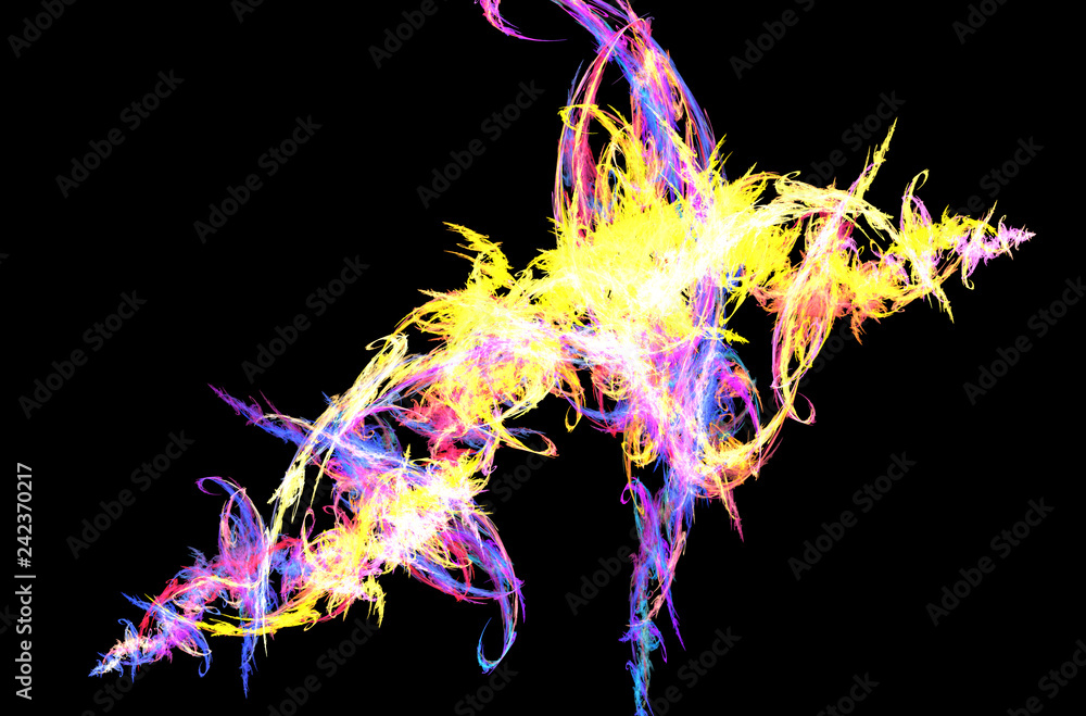 Poster blue yellow pink fractal background. fantasy fractal texture. digital art. 3d rendering. computer ge